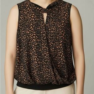 Woman ‎ Black and Brown Sleeveless Blouse Large